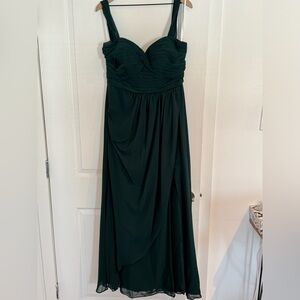 Azazie green off the shoulder dress